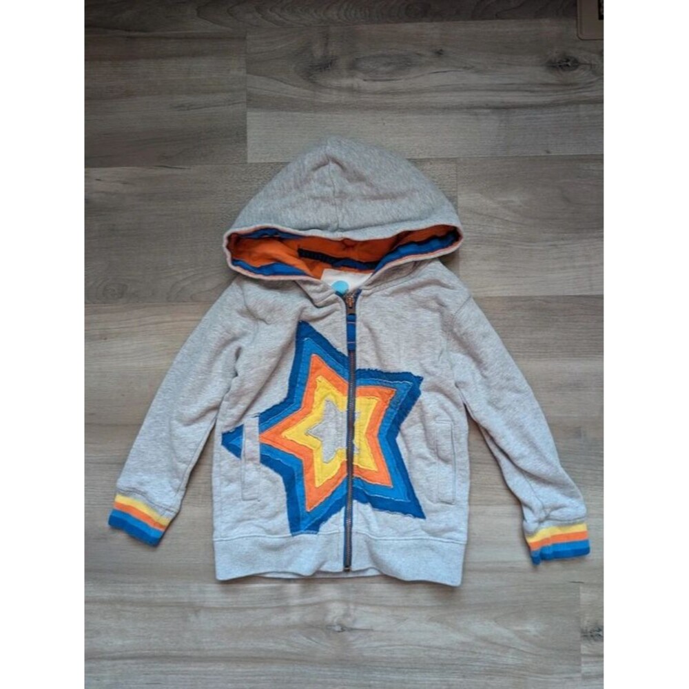 Mini Boden Star Applique Full Zip Sweatshirt, 3-4Y (U1)